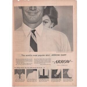 Arrow Dart Mens Dress Shirt Magazine Advertisement 1958 Vintage Fashion Clothing